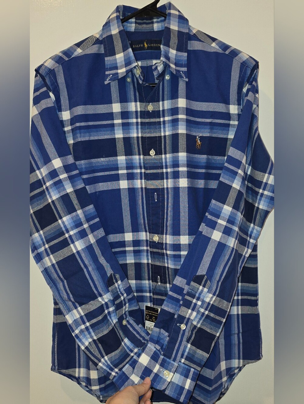 Ralph Lauren 100% Cotton - Blue Plaid Button Down (21in Pit To Pit)